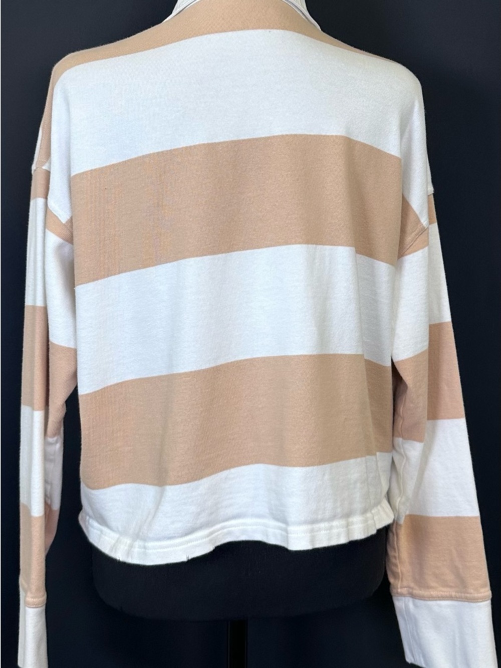 #200- aerie Striped Rugby Polo in Beige and White - Picture 9 of 14